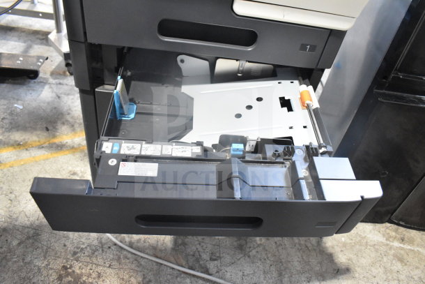 Konica Minolta Bizhub C3350 scanner copier printer, open drawer showing internal components, good condition.