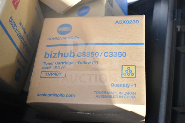 Konica Minolta Bizhub C3350 toner cartridge box, yellow, model TNP48Y.