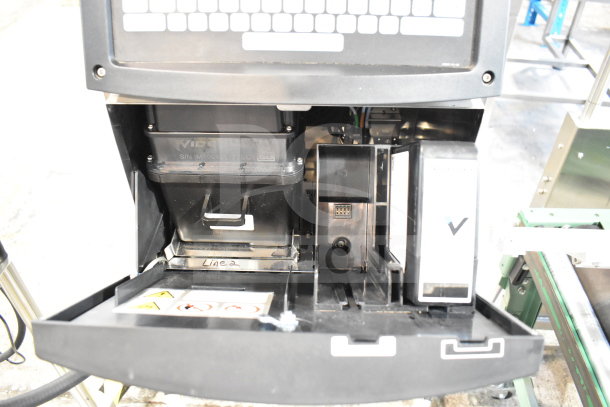 Videojet 1620 Floor Style Inkjet Printer, 1 Phase, 100-120/200-240V. Visible serial number and maintenance labels.