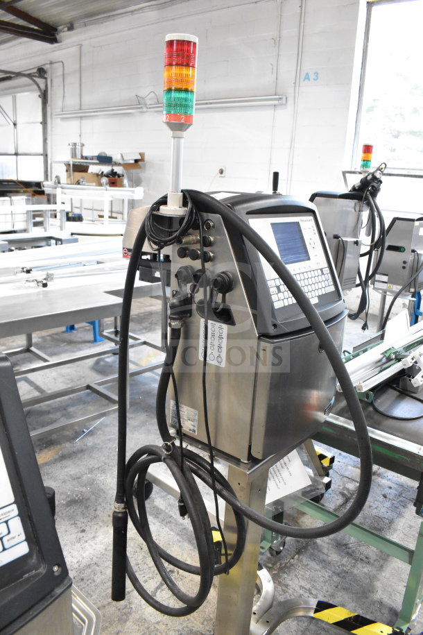 Videojet 1620 floor style inkjet printer, stainless steel, touch display, visible control panel, 100-240V, 1 phase.