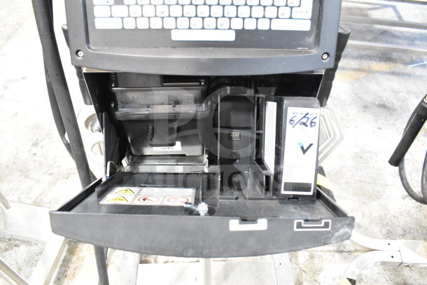 Videojet 1620 Inkjet Printer, floor style, keyboard panel, power range 100-240V, 1 phase, visible maintenance panel.