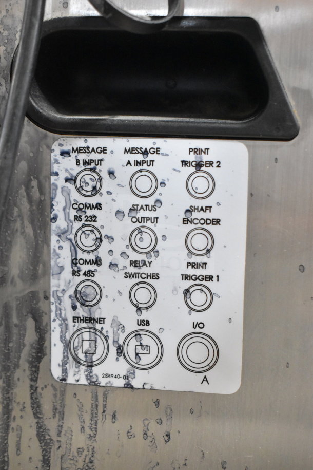 Videojet 1620 Inkjet Printer control panel with various input/output ports labeled, suitable for 100-240V, 1 Phase.