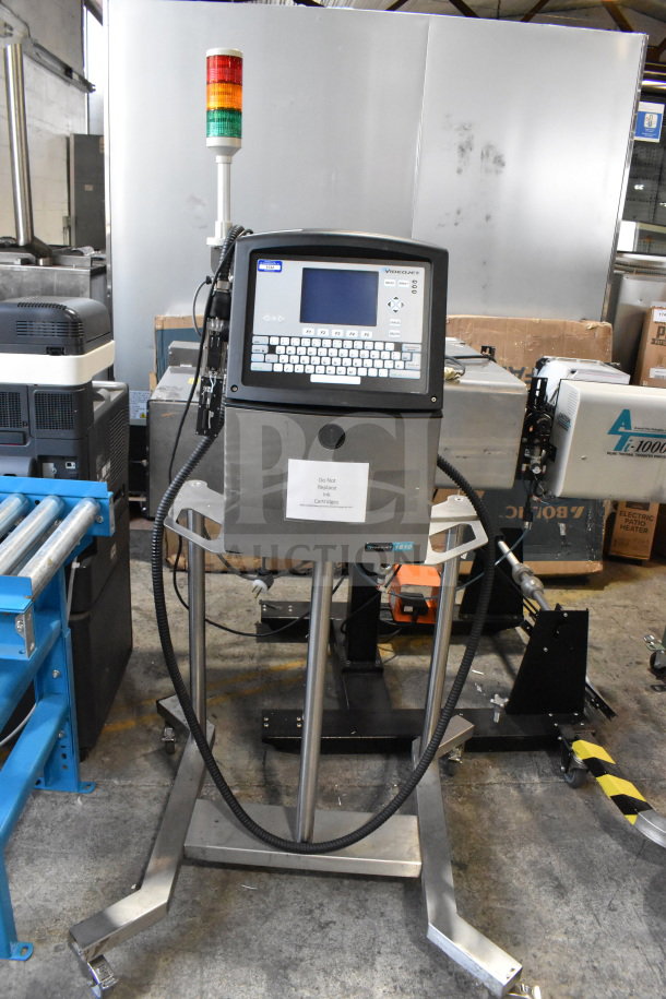 Videojet 1610 Floor Style Inkjet Coding Machine, single phase, features control panel, excellent condition, visible wiring.