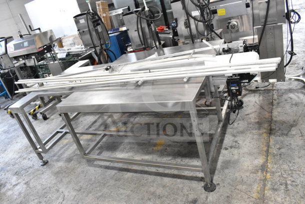 2020 Dorner 22MV1122B floor conveyor with table. Stainless steel, 115 volts, 1 phase, in good condition.
