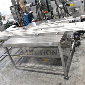 2020 Dorner 22MV1122B floor conveyor with table. Stainless steel, 115 volts, 1 phase, in good condition.