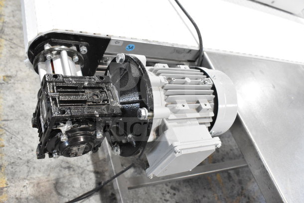 2020 Dorner 22MV1122B floor conveyor with motor, 115V, 1 phase. Includes integrated table. Visible model marking "3A".
