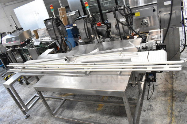 2020 Dorner 22MV1122B floor style conveyor with table, 115 volts, 1 phase, in industrial setting, excellent condition.