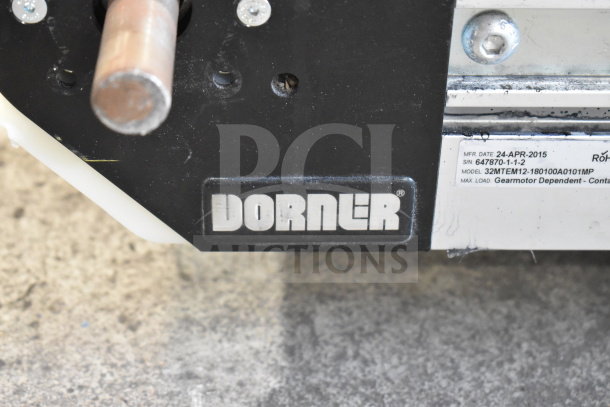 Dorner 32MTEM12 conveyor, model: 32MTEM12-180100A0101MP. Manufacture date: 24-Apr-2015, S/N: 647870-1-1-2.