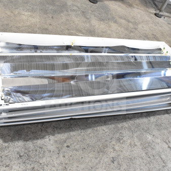 Howard M032817 light fixture stack, reflective aluminum panels, used condition, four-pack, ideal for large spaces.