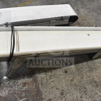 MiSumi CVGC-300 conveyor belt, 115V, 1 phase, in used condition. Includes metal frame and visible cables, ideal for industrial use.