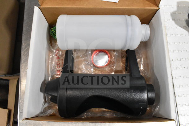 Two boxes of assorted items, including a wash station kit, 25-way I/O breakout cable, fiber optic light guide.