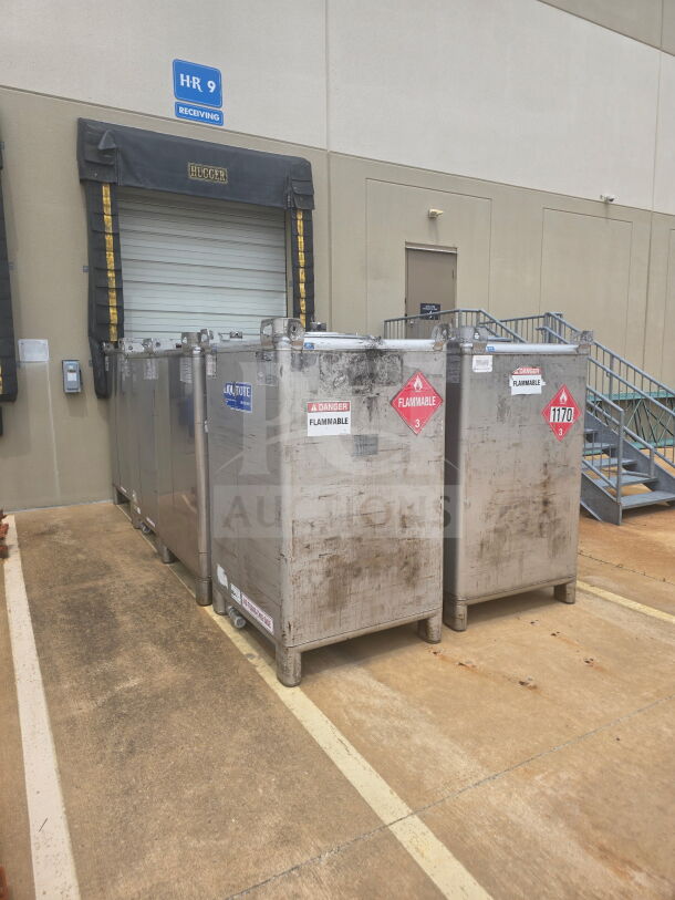 Metano 31A/Y/7 hand sanitizer tanks, flammable hazard labels, used condition, pick-up in York required.