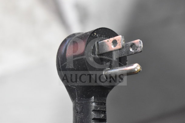 Power plug for 2019 True T-23F-HC Commercial Reach In Freezer, 115 Volts, 1 Phase. Close-up of plug condition.