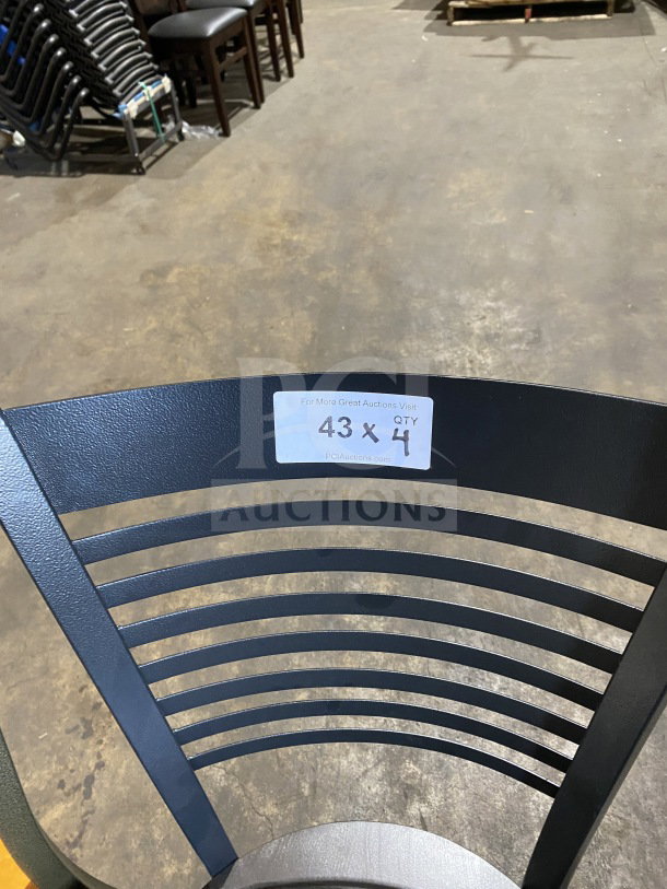 BRAND NEW bar height commercial chair sample, premium quality, black metal slat back, quantity 4.