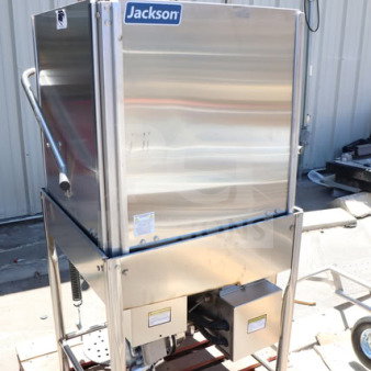 Brand new Jackson TempStar HH-E high hood dishwasher, electric booster, 208/230V, 51.8-56A, 3-phase, 10.5kW, 28 5/8"x34 3/8"x76 3/8".