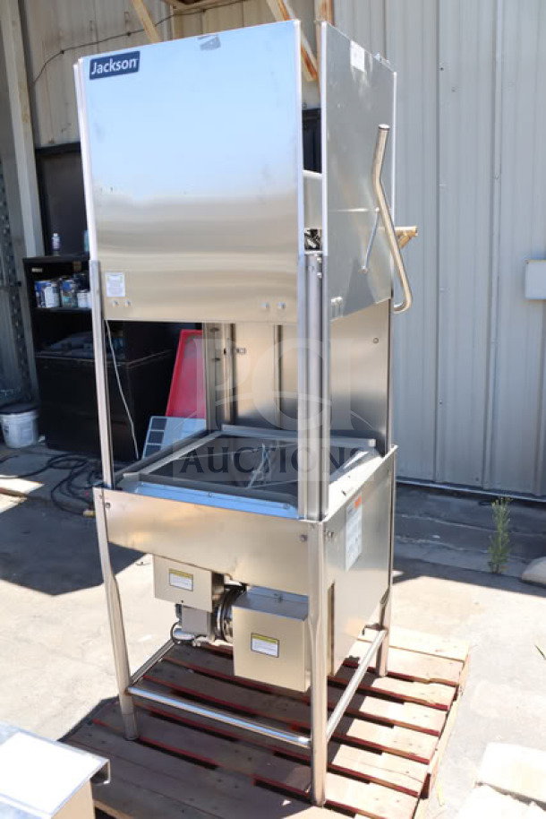 Jackson TempStar HH-E dishwasher, stainless steel, high hood design. Features electric booster heater, scratch-n-dent condition.