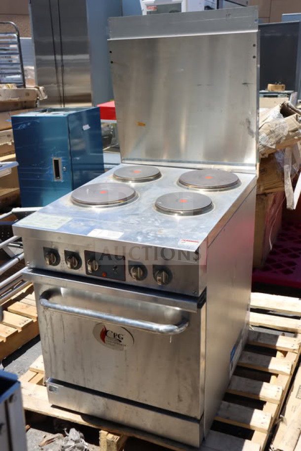 BRAND NEW SCRATCH-N-DENT Cooking Performance Group ER24-240-1 24" 4-Burner Electric Range, Space Saver Oven, 240V, 1 Phase.