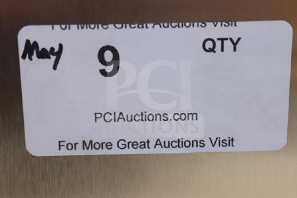 Sticker with "May 9 QTY" handwritten, PCIauctions.com printed, indicating auction details.