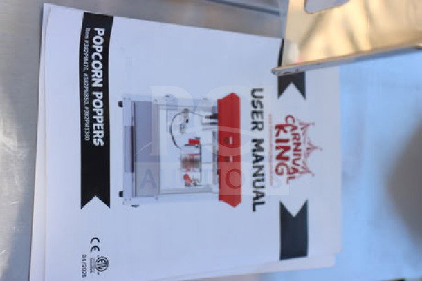 Carnival King PM1360 popcorn machine user manual, with detailed operation instructions.