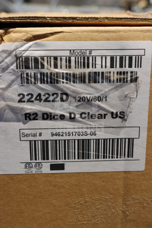 BRAND NEW Robot Coupe R2CLR DICE Food Processor, 3 Qt. Clear Bowl, 2 hp, 4 Discs, box top damaged, Serial #9462151703S-06.