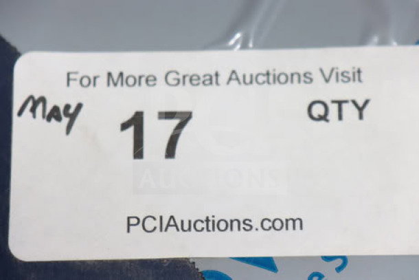 Label showing "For More Great Auctions Visit PCIauctions.com, May 17, QTY" from a Beverage-Air UCF24AHC freezer box.