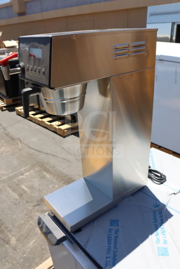 Avantco CMADAP Digital Automatic Airpot Coffee Maker, new but scratch-n-dent, stainless steel finish, visible power cord.