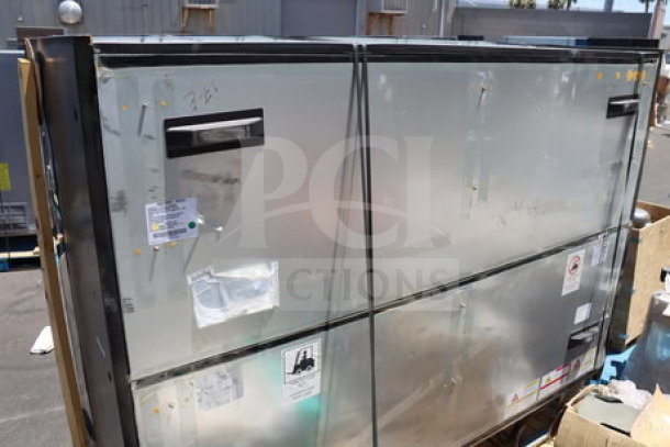 BRAND NEW Hussmann MD8DA8 96 1/2" Black Refrigerated Glass Door Merchandiser, 120/208V, 6 Amps, 1 Phase, Scratch-N-Dent.