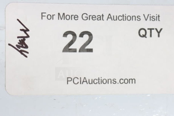 Alt text: Galaxy CF30HC commercial chest freezer, 30 cu. ft., 115V, 2.1A, new with scratch-n-dent. Label indicates auction info.