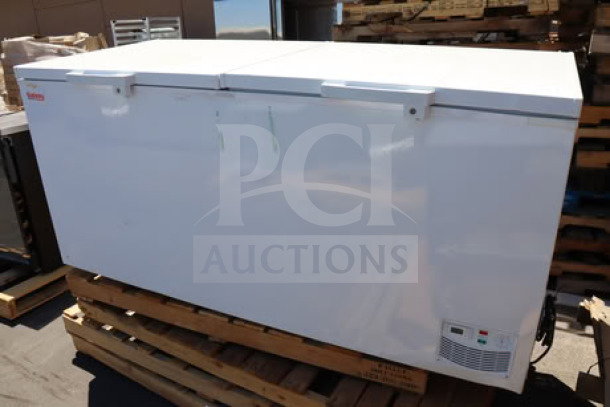 Brand new Galaxy CF30HC commercial chest freezer, 30 cu. ft., with minor dents. Model CF30HC, 115V, 2.1 Amps.