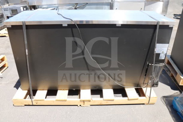 Avantco UBB-72G-HC 73" black counter height back bar refrigerator, scratch-n-dent condition, LED lighting, serial 5174960826674.