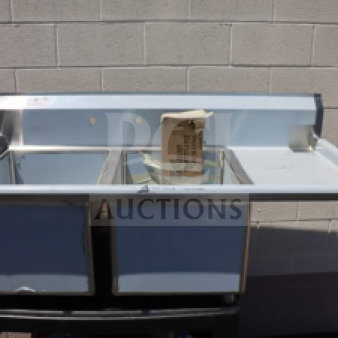 Regency 2-bowl sink, model 600S2182418R, new out of box, 16 gauge, 18" x 24" x 14" bowls, 18" right drainboard.