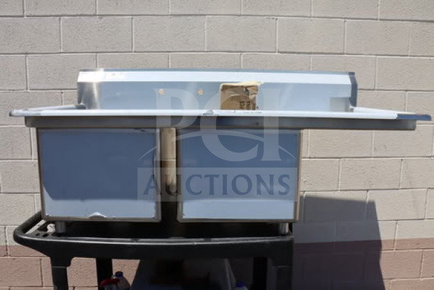 Regency 600S2182418R two-bowl sink, 18" x 24" x 14", right drainboard, 16 gauge stainless steel, new out of box.