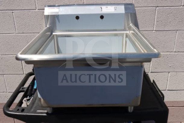 Brand new Steelton 522CS12424 commercial sink, one compartment, 29.5", scratch-n-dent, stainless steel, wall-mount design.