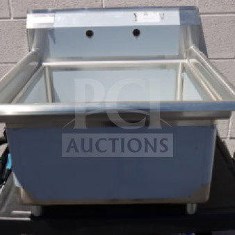 Brand new Steelton 522CS12424 commercial sink, one compartment, 29.5", scratch-n-dent, stainless steel, wall-mount design.