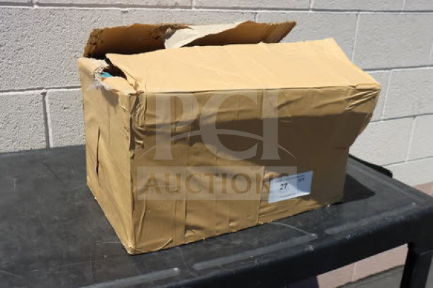 Damaged box containing brand new Estella 348PSM56MTR 4 hp motor for SM50/SM60 mixers. Box shows wear.