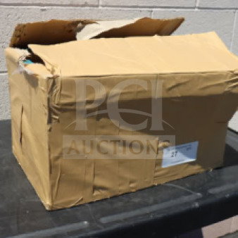 Damaged box containing brand new Estella 348PSM56MTR 4 hp motor for SM50/SM60 mixers. Box shows wear.
