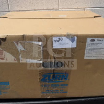 Brand new Zurn Elkay Z1996-24 gray composite mop sink, 24"x24"x10", in original box with labels and model details.