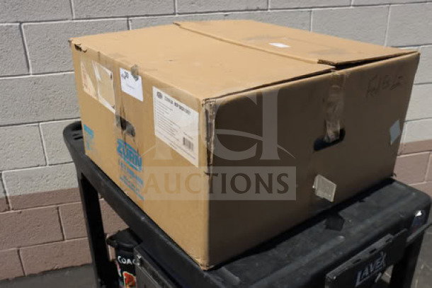 Brand new Zurn Elkay Z1996-24 gray composite mop sink in sealed box, 24"x24"x10", model info on label.