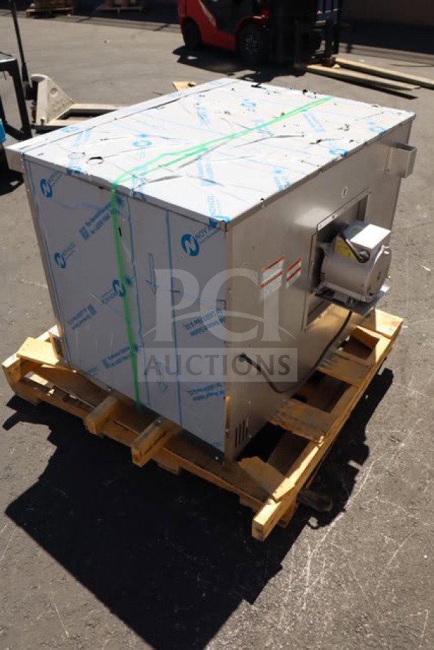 Brand new Vulcan VC5ED single deck electric convection oven on pallet, 208V, 12 kW, 40"x40"x54", with protective wrapping.