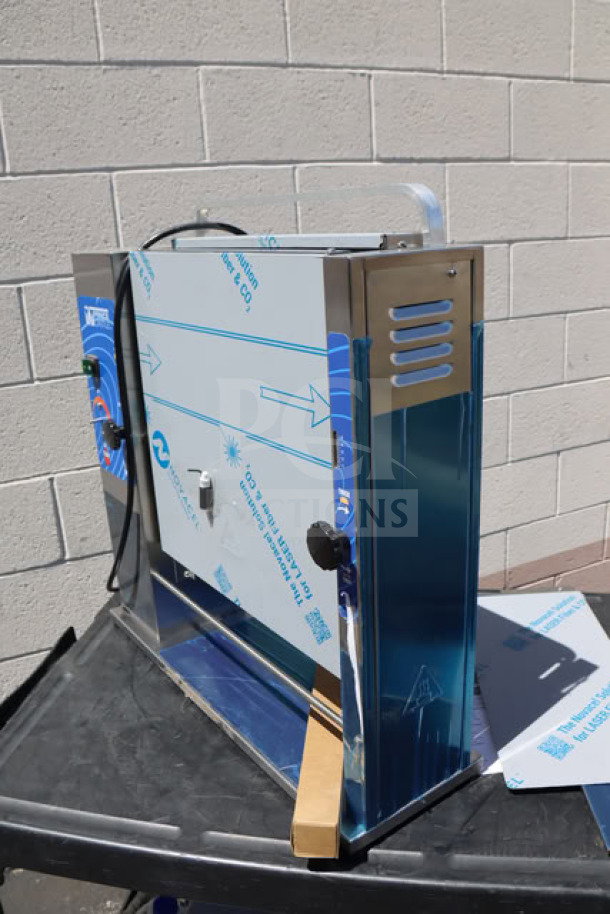 Brand new Prince Castle 297-T9 vertical contact toaster; slim-line design, stainless steel, for 2200 buns/hour, 115V, 1500W.