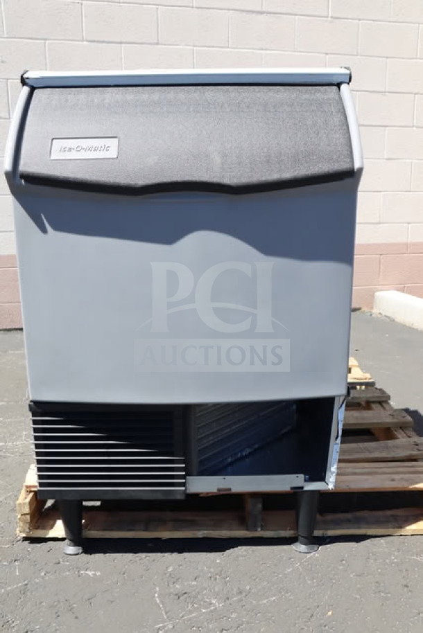 Brand new Ice-O-Matic ICEU220FA undercounter ice machine, 238 lb., 70 lb. bin, air-cooled, full dice cubes, slight scratches.