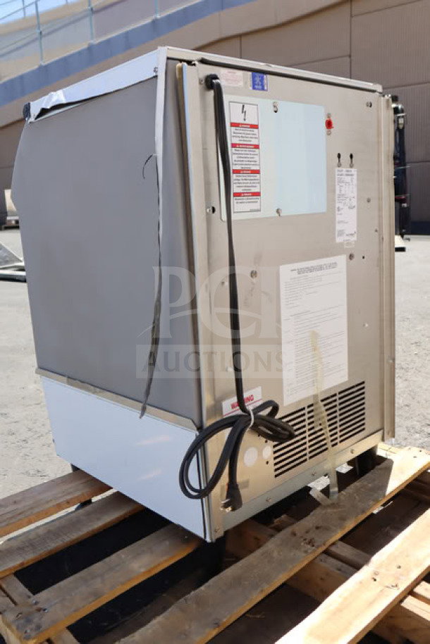BRAND NEW Ice-O-Matic ICEU220FA undercounter ice machine, air-cooled, 70 lb. bin, full dice cubes, minor scratches, S/N: 25121280011244.