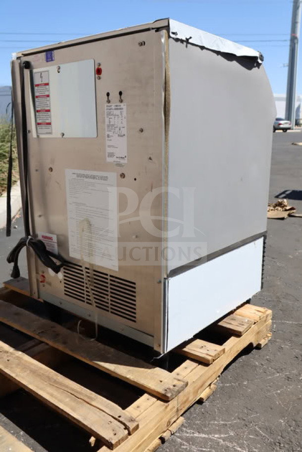 Brand new Ice-O-Matic ICEU220FA ice machine, scratch-n-dent, 24.5" air-cooled, 70 lb. bin, 115V, 238 lb., serial 25121280011244.