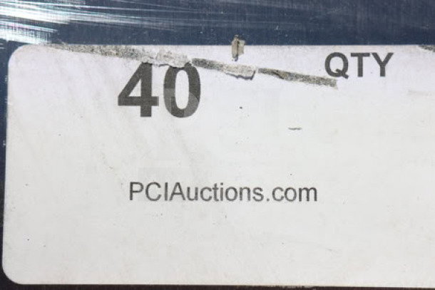 Sticker label with "40 QTY" and "PCIAuctions.com" printed, slightly torn on top edge.