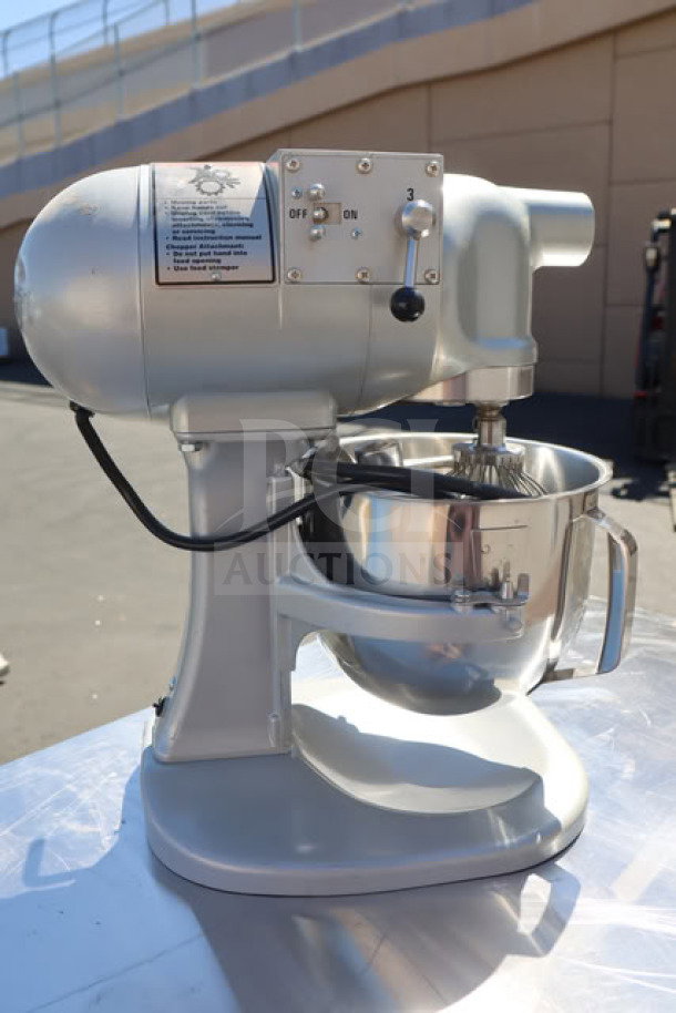 Brand new Hobart N50-60 mixer, 5 Qt. bowl, scratch-n-dent, with standard accessories, 120V, 1/6 hp, serial 31-1692-345.