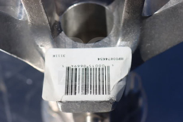 BRAND NEW Hobart Beater Paddle, model 00-874654, shown with barcode label. Durable metal construction.