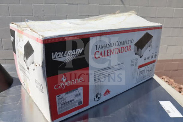 Brand new Vollrath 71001 Cayenne countertop warmer in box. Box shows minor damage. Model 71001, S/N: P273-01913979-057.