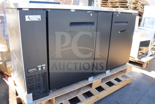 Avantco UDD-3-CT kegerator, brand new, black, holds three 1/2 kegs, with two double tap towers and club top, 115V, 400W.