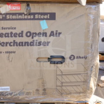 ServIt OAM-65D 24" heated display merchandiser in original box, 2-shelf, 1860W, 120V, brand new scratch-n-dent condition.