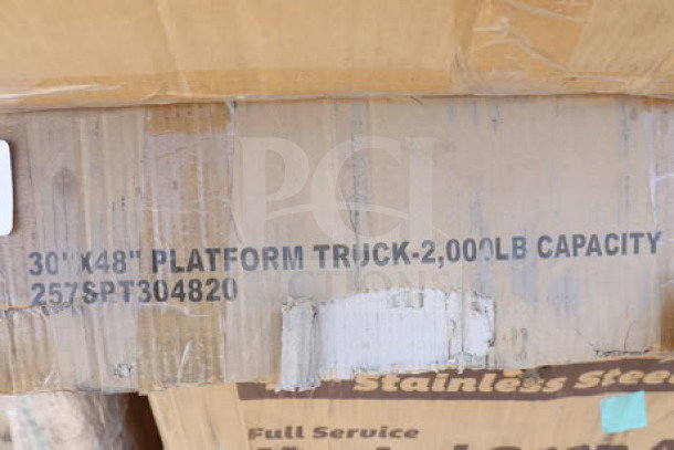 Lavex 36"x24"x35" steel utility cart, model 257SPT304820, new with box, scratch-n-dent condition, fully welded.
